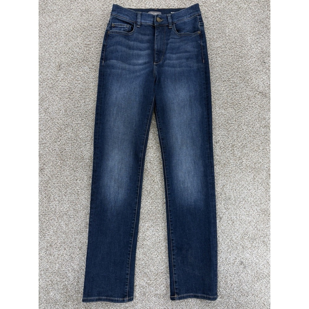 DL1961 Mara High Rise Instasculpt Straight Jeans Women's 27 Blue Titan Dark Wash